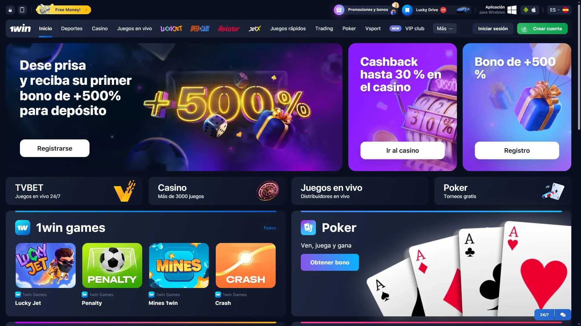 1Win casino con Payz